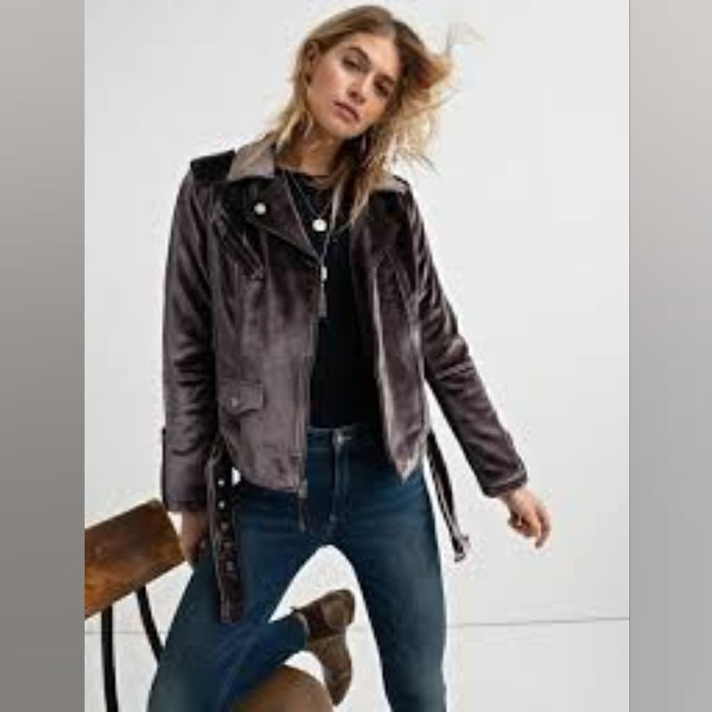 Lucky Brand Plum Purple Velvet Moto Jacket - Picture 2 of 9